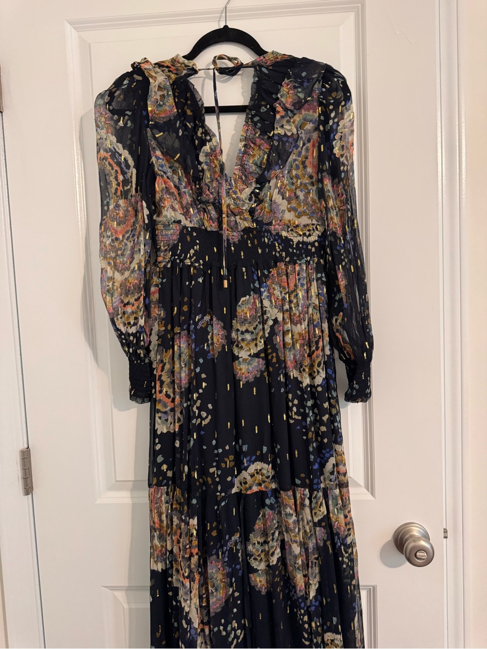 Floral Black Long Sleeve Maxi Dress